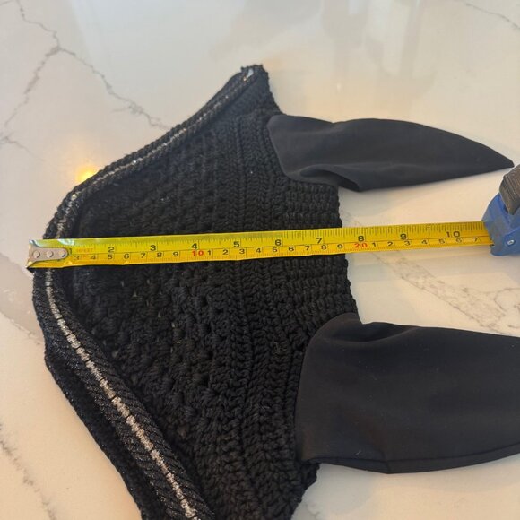 Cristina Sport Crotchet Competition Horse Bonnet Black Rhinestone Trim - Large - Picture 7 of 7